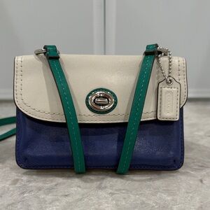 Coach Dylan Mini Blue and Cream Crossbody Bag
